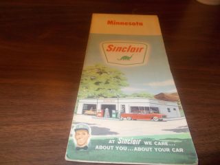 1962 Sinclair Minnesota Vintage Road Map