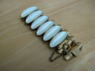 Vintage David Andersen Sterling Silver Pearl White Guilloche Enamel Bracelet