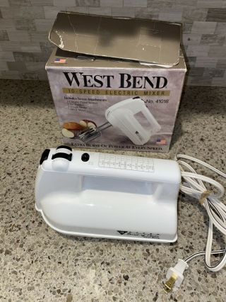 West Bend 10 Speed Electric White Handheld Mixer Model 41018.  Mixer Only