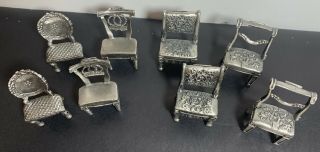 Set Of 8 Miniature Metal Dining Chairs Place Card Holders 2