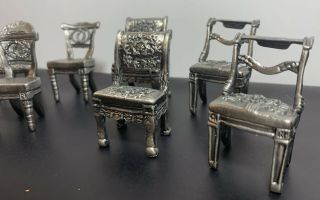 Set Of 8 Miniature Metal Dining Chairs Place Card Holders 3