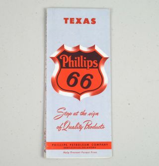 Vintage 1940s Gas Station Road Highway Map Phillips 66 Texas
