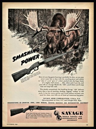 1946 Savage Model 99 Lever Action And 745 Rifle Ad Fabulous Moose Art