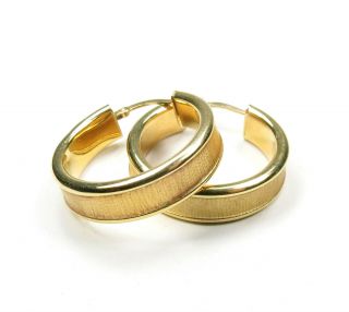 18k Yellow Gold Hoop Earrings,  Designer Signed Milor,  Italy