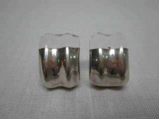 Patricia Von Musulin Sterling Silver Clear Lucite Modernist Clip On Earrings 925