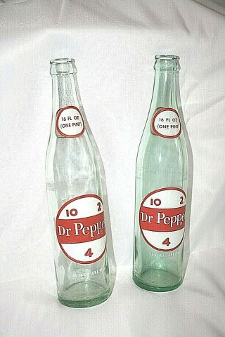 Vintage Set Of Dr.  Pepper Soda Bottles - 16 Oz - Retro Era Graphics - Sols As A Set