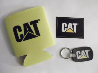 Rare Caterpillar Cat Sticker Keychain & Can Cooler Oilfield Union Construction