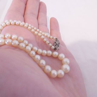 18ct gold diamond clasp cultured pearl necklace,  art deco 2