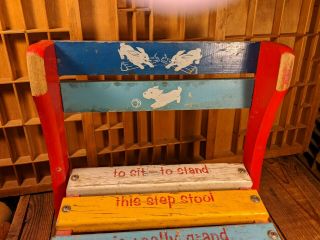 Vintage Wooden Childs Chair/Step Stool - To Sit,  To Stand,  Is Really Grand 3