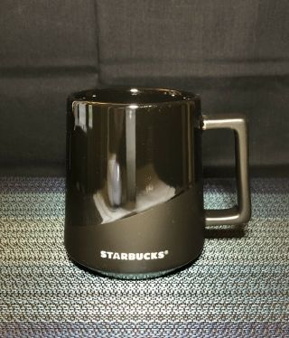 Starbucks - 2017 Matte Black & Mirrored Ceramic Coffee Mug 14 Oz Iridescent