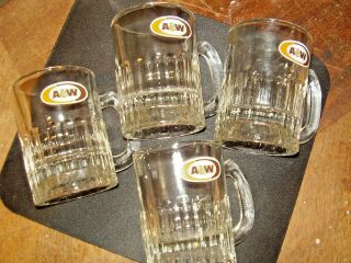Baby A&w Root Beer Mugs Vintage Set Of 4,  Heavy Glass,