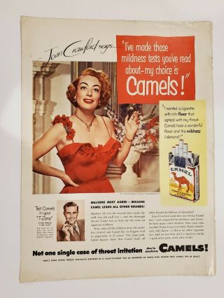Vintage 1951 Joan Crawford Camel Cigarettes 11x14 Ad