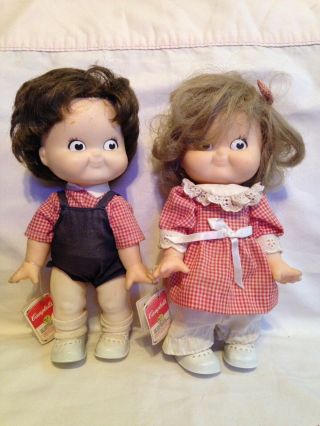 Set Campbells Soup 1988 Special Edition Kid Doll Set - Plastic - 10 " - Boy Girl Dolls