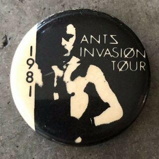 Rare Vintage 1981 Adam & The Ants Invasion Tour Button Pin Badge Band 1.  25 " 80s