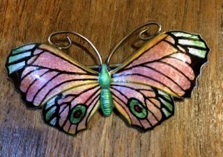 Art Deco Silver & Enamel Large Butterfly Brooch Ja & S John Atkins & Son 2369