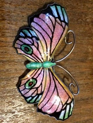 Art Deco Silver & Enamel Large Butterfly Brooch JA & S John Atkins & Son 2369 2