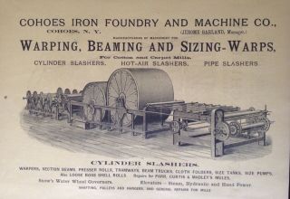1890 Ad (h23) Cohoes Iron Foundry And Machine Co.  Ny.  Warping Sizing For Cotton