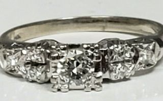 Art Deco 1920 14k White Gold.  19 Diamond Vs G Sides Enagement Wedding Ring 2.  6g