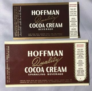 2 Hoffman Cocoa Cream Soda Bottle Labels Newark Nj Vintage Advertising