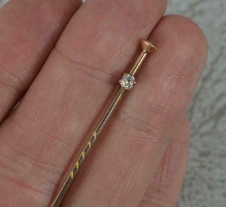 Victorian Natural Old Cut Diamond 9ct Rose Gold Stick Tie Pin Of Nail Shape