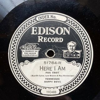 Tennessee Happy Boys - ‘here I Am’ 1926 Edison Diamond Disc,  Hot Solos