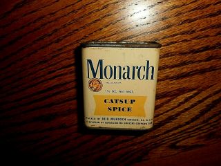Rare Vintage Monarch Catsup Spice Advertising Tin Container Chicago Il