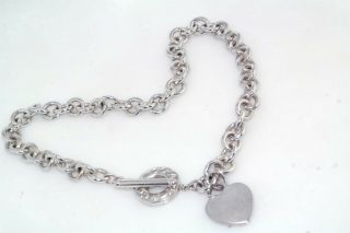 Pre - Owned Tiffany & Co Heart Tag Sterling Silver Toggle Clasp Necklace Engraved