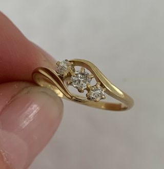 18ct Gold Period Art Deco 3 Stone Diamond Ring,  18k 1915