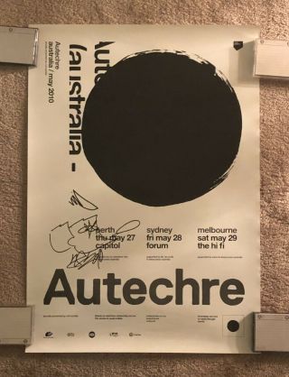 Autechre V Rare Signed Australian Oversteps Tour Poster 2010 No Lp Aphex Warp