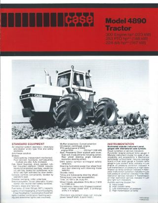 Farm Tractor Brochure - Case Ih - 4890 - 6p Ver W/ Nebraska Test Result (f5994)