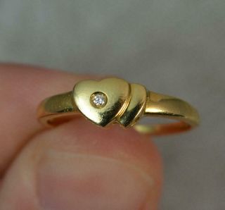 Sweet Two Heart Love Shaped 18 Carat Gold Signet Ring With Diamond F0712