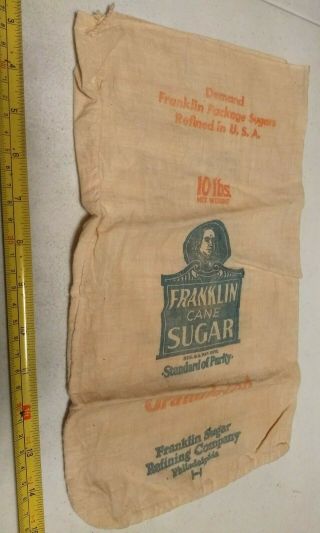 Vintage Franklin Cane Sugar Refining Co Philadelphia Advertising 10lb Bag Sack