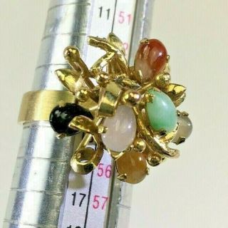 Estate Faux Opal Cluster Ring 14k Yellow Gold 6.  31g Size 7 Ds03