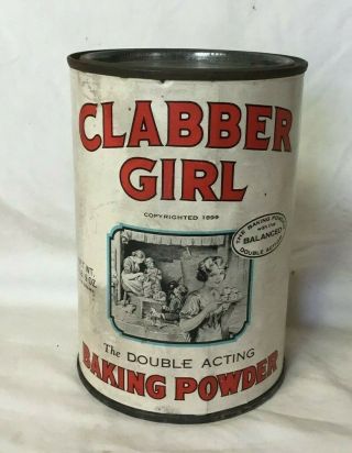 Vintage Advertising Tin Clabber Girl Baking Powder Tin 1 Lb 9 Oz Size Tin
