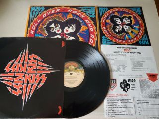 Kiss Rock And Roll Over Lp Stickers Inserts Ex Nm Vinyl 1976 Nblp 7037