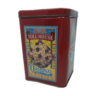 Vintage Nestle Toll House Recipe Cookies Empty Tin Red