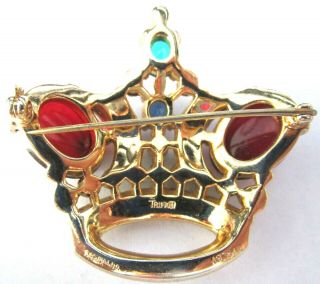 TRIFARI 1950 ' s Alfred Philippe Rhinestone Cabochon Royal Crown Pin 3