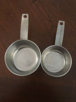 2 Piece Vintage Foley Script Stainless Steel Measuring Cup 1/2 And 1/3.
