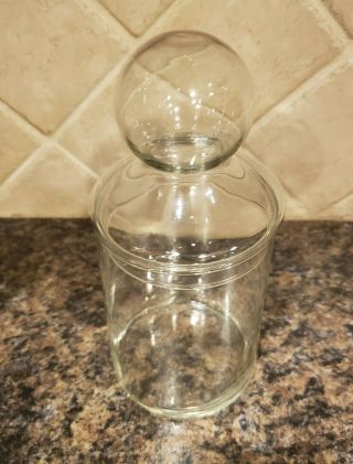 Vtg Clear Glass Candy Jar Apothecary Canister Storage Knob Ball Bubble Top Lid