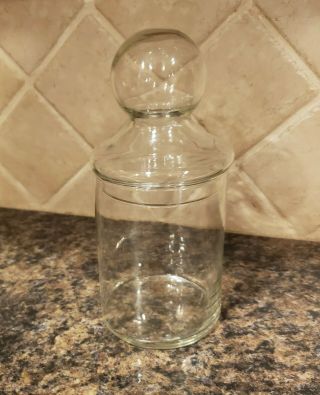 Vtg Clear Glass Candy Jar Apothecary Canister storage knob ball bubble top lid 2