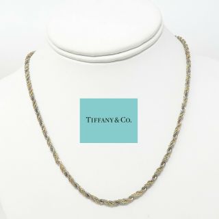 Nyjewel Tiffany & Co.  925 Silver 18k Gold 3mm Twisted Rope Chain Necklace 18 "
