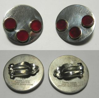 S445 1960s Pierre Cardin 14k Sterling Silver Space Age Modernist Clamp Earrings