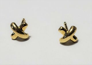18k Yellow Gold Tiffany & Co X Post Earrings 1.  4 Grams 5mm Mini Size