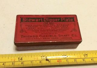 Vintage Chicago Flexible Shaft Co Stewart Clipper Plates Advertising Tin Box
