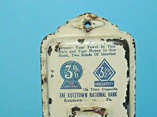 Vintage Kutztown National Bank Advertising Metal Towel Holder,  Promotional Item 2
