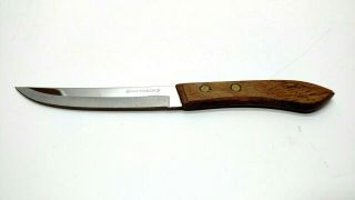 Vintage Ekco 4.  5 " Stainless Steel Steak Knife Wood Handle Cutlery Kitchen
