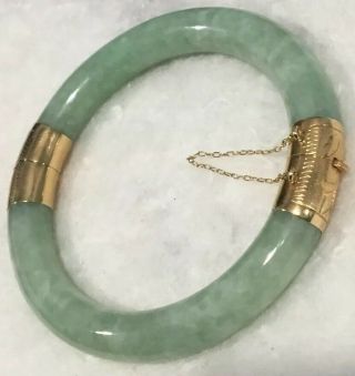 Vintage 14k Dark Green Jadeite Jade Hinge Bracelet 2