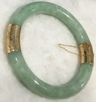 Vintage 14k Dark Green Jadeite Jade Hinge Bracelet 3