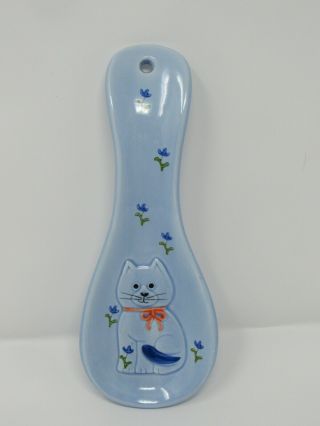 Vintage Otagiri Blue Flower Cat Spoon Rest Japan