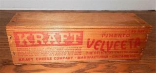 Vintage Kraft Velveeta Wooden Box - 2 Lbs Pimento Cheese - Chicago.  Ill.